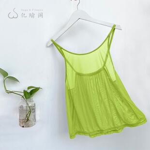网纱瑜伽背心吊带袖速干瑜伽罩衫女宽松显瘦运动恤透气瑜伽服