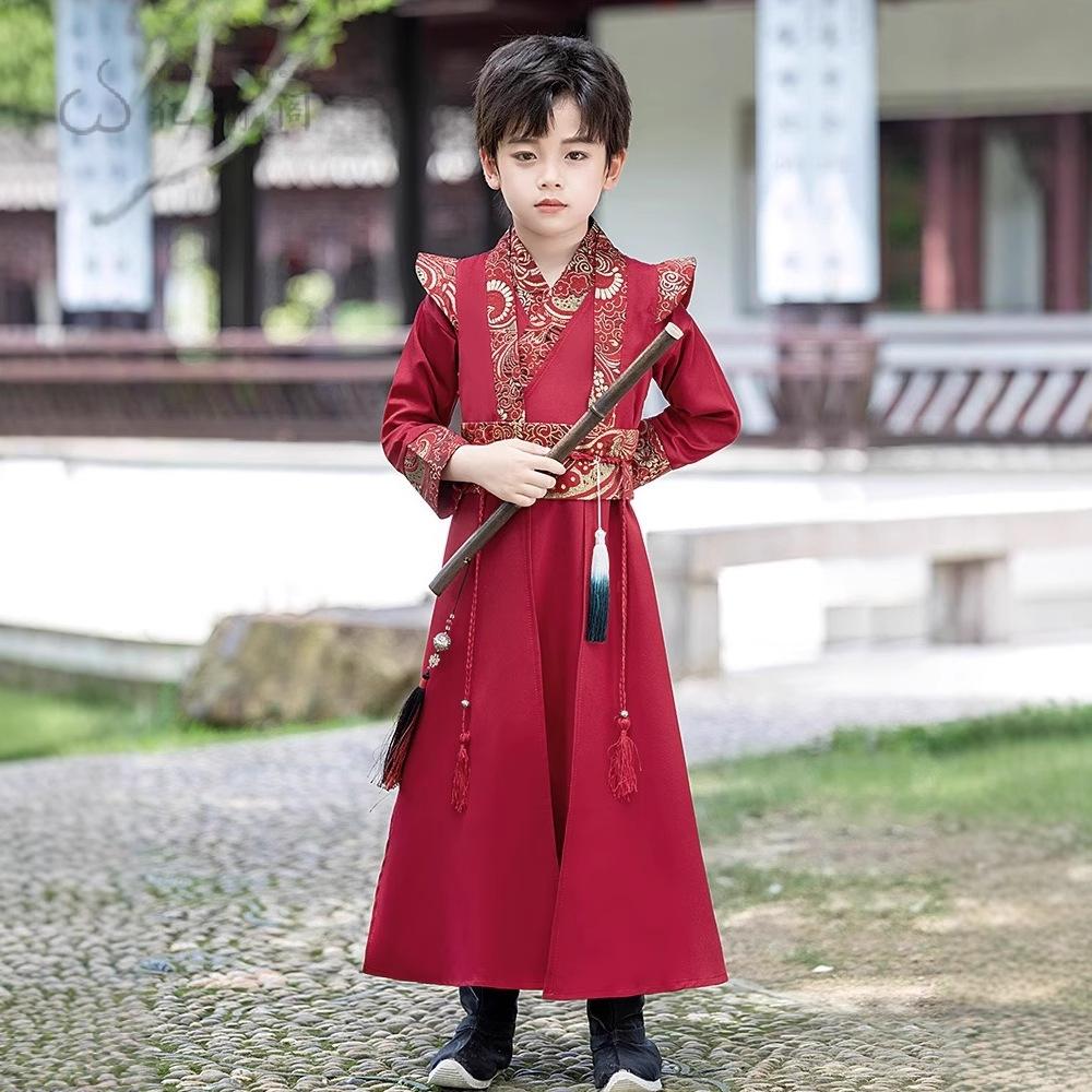 男童汉服套装武侠风古装演出服可