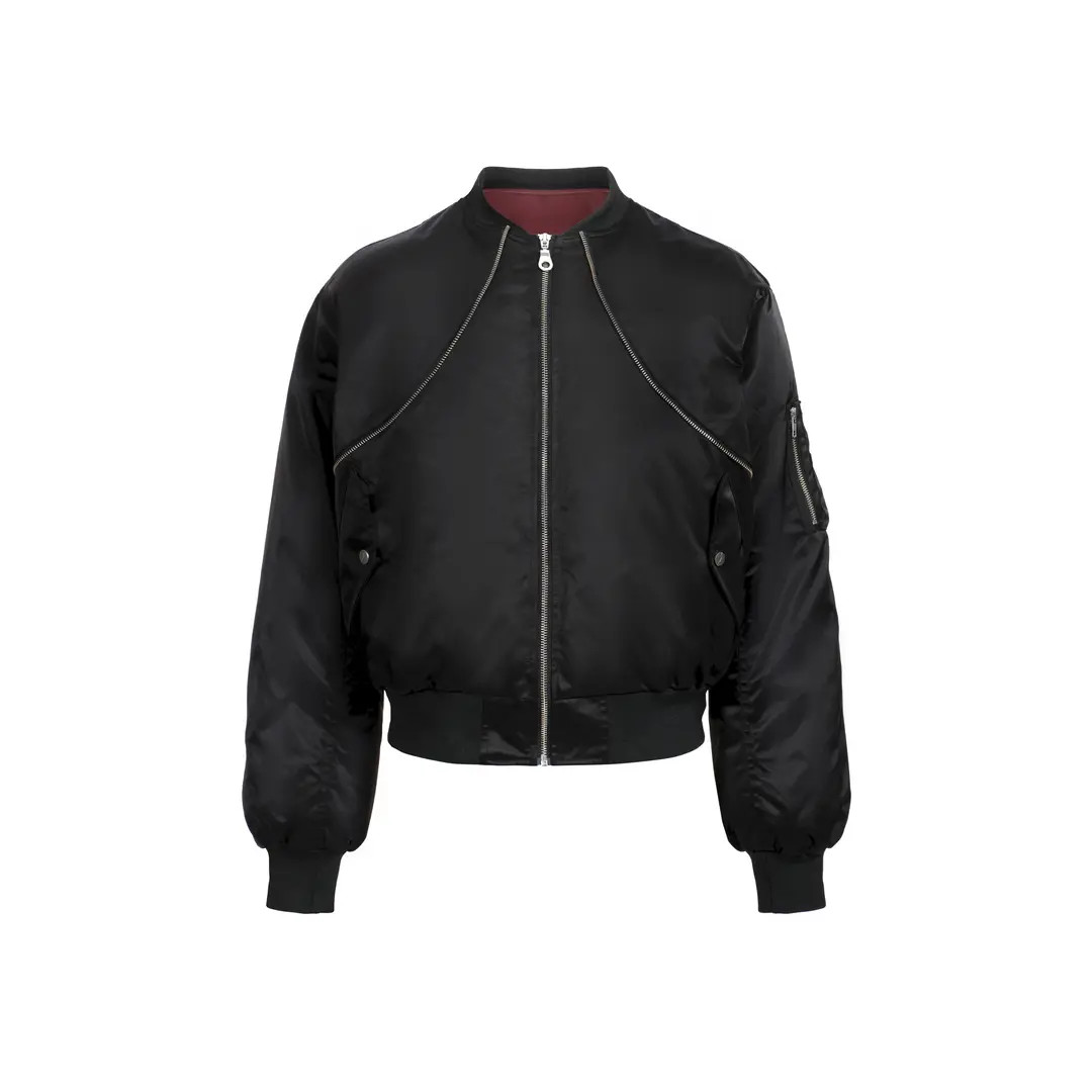 秋冬雅奢红内拉链bomber棉服男飞行夹克重磅自发热填充棉ma1外套