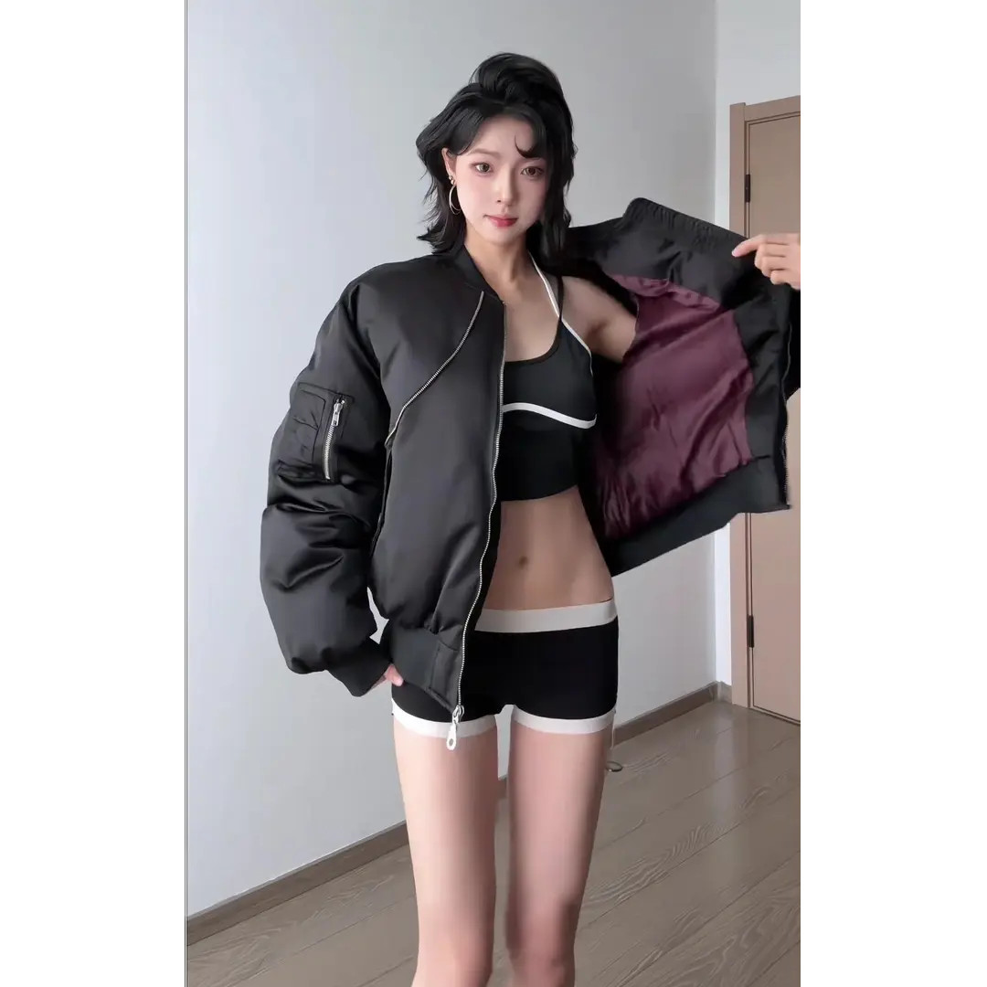 雅奢红内拉链bomber棉服男女秋冬季加厚保暖飞行棉衣重磅ma1外套