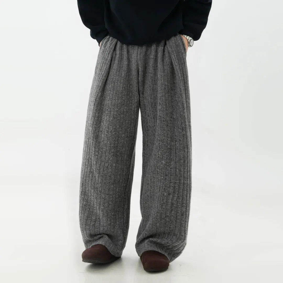 打褶设计重磅肌理垂感慵懒风男裤秋季新款宽松质感直筒潮牌休闲裤