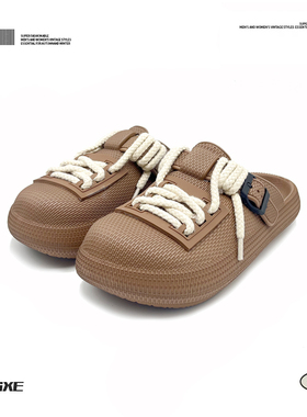 抽绳柔软勃肯鞋街头百搭时尚包头拖外穿踩屎感两穿凉拖空调鞋