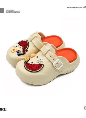 VISOONS爆趣瓜洞洞鞋女夏季外穿卡通2025新款包头厚底防滑凉拖鞋