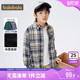 打底衫 儿童长袖 中大童宝宝格子衬衣秋冬新款 巴拉巴拉男童加绒衬衫
