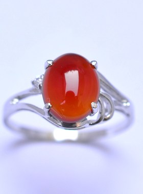 镀白金玉髓冰种母亲节礼物戒指