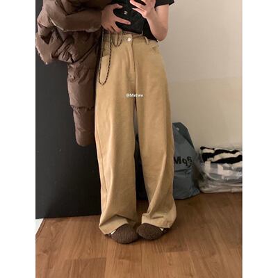 【孤品清仓】METWO奶茶灯芯绒裤子复古高腰直筒款1720