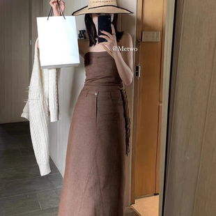 孤品清仓 半裙 METWO 仿牛仔抹胸 套装 08037