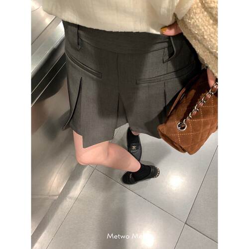 【孤品清仓】METWO灰色西装百褶裙女学院风短裙1670