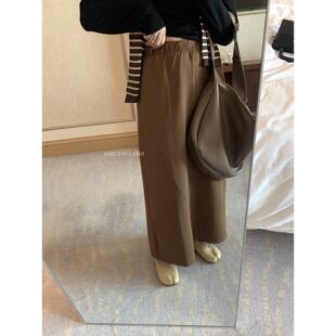 8079 ONI咖色口袋半身裙直筒裙显瘦A字中长款 孤品清仓