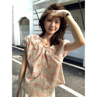 小衫 hers小清新碎花小飞袖 METWO 20883 孤品清仓