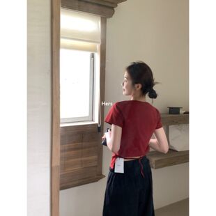 T恤21032 一勺甜hers设计感后背亮点短袖 孤品清仓