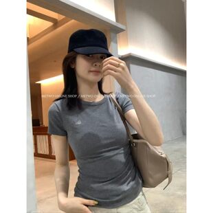 8237 METWO 刺绣网纱T恤女后背拼接正肩短袖 孤品清仓