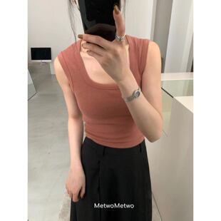 【孤品清仓】METWO 磨毛内搭背心1637正肩女内搭打底上衣