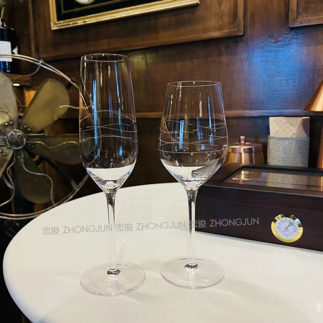 忠俊纯手工水晶玻璃 Tiff*ny&c*限量玻璃香槟杯 高脚杯  送人佳品
