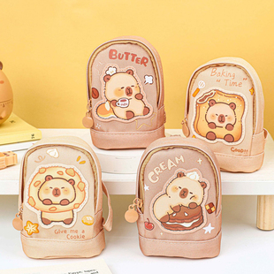 卡皮巴拉烘焙系列零钱包收纳袋卡通可爱儿童钥匙包公交卡耳机包