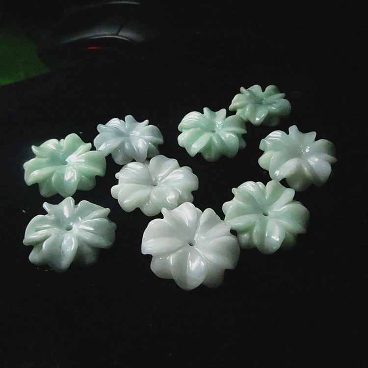 DIV富贵花配件翡翠A货五瓣花
