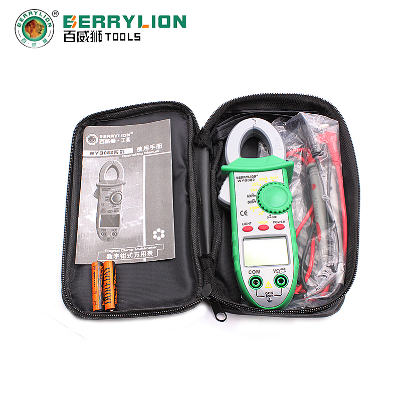 百威狮 082数字钳形表数显多用表电流表电阻交直流温度电压勾表