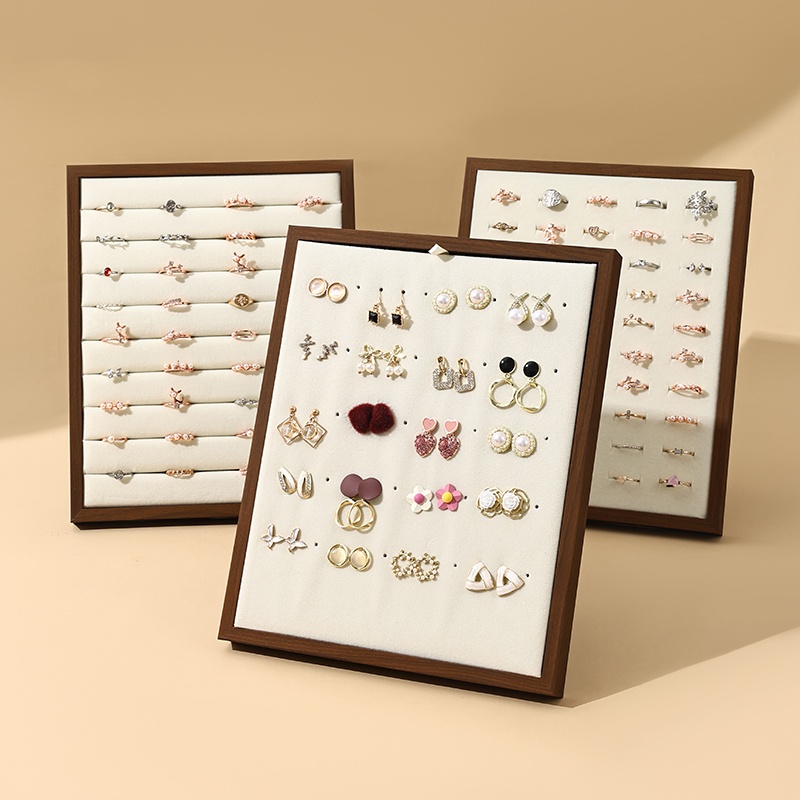 黑胡桃色立式珠宝戒指展示架耳环耳钉饰品挂架戒指直播摆摊首饰架