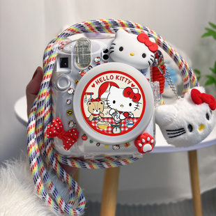 拍立得mini12/11/SE保护套斜挎绳7C透明90水晶壳卡通镜头盖25套装