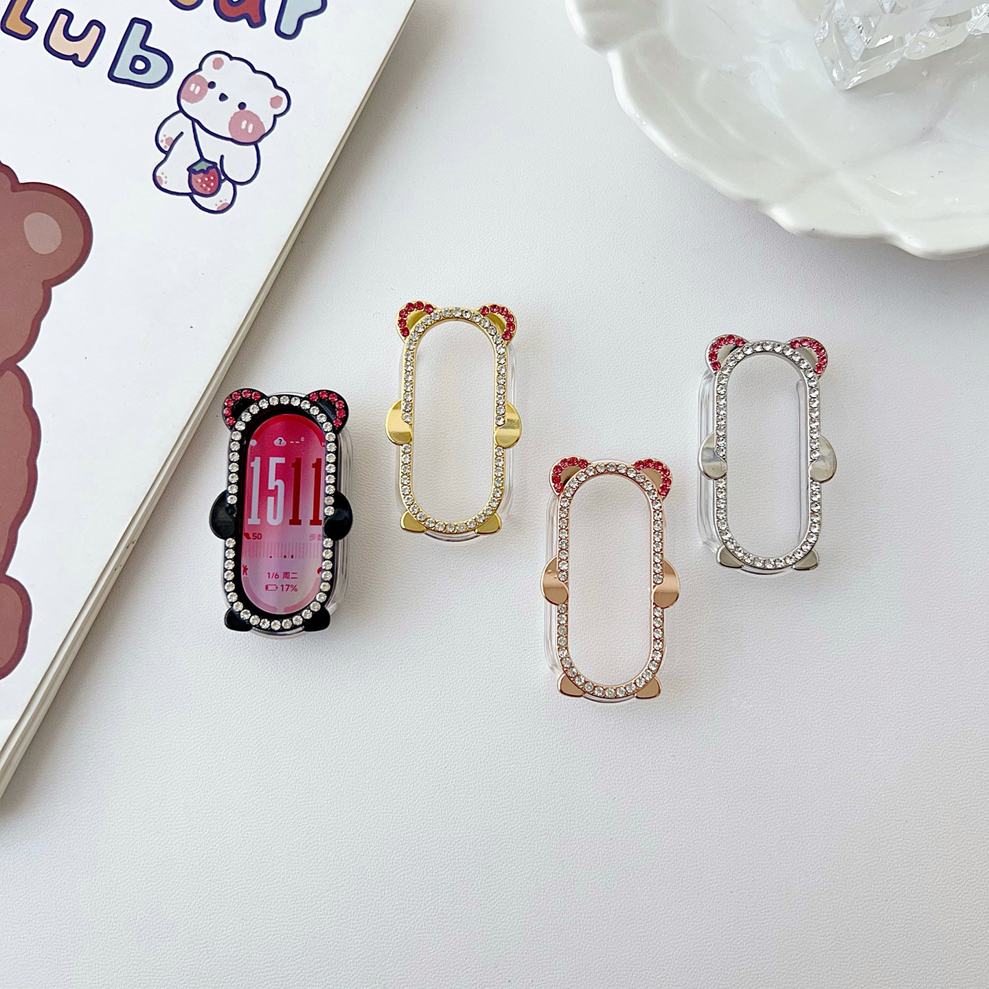 适用小米手环10卡通钻石楼空半包边框8nfc9代可爱防摔保护壳女款,智能设备,智能手表/手环保护壳,淘宝优惠券,粉丝福利购,淘宝优惠卷