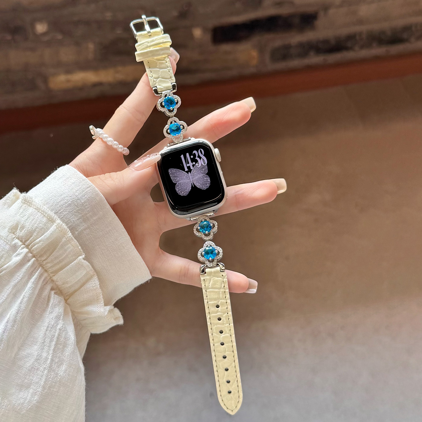 苹果手表8910铜链真皮11se3表带