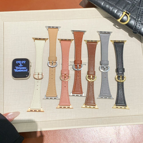 适用苹果手表12se3小羊皮真皮表带Apple Watch11/10/9小蛮腰腕带