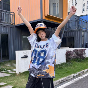 ANDLIFE品牌26SS速干面料迷彩拼接球衣嘻哈潮牌男女同款 潮牌 美式