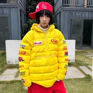 ANDLIFE品牌潮牌2025FW排骨羽绒服连帽套头机车服外套原创嘻哈潮