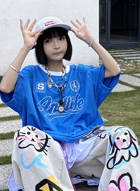 ANDLIFE 品牌潮牌基础款logo条纹刺绣球服球衣短袖男女同款T恤