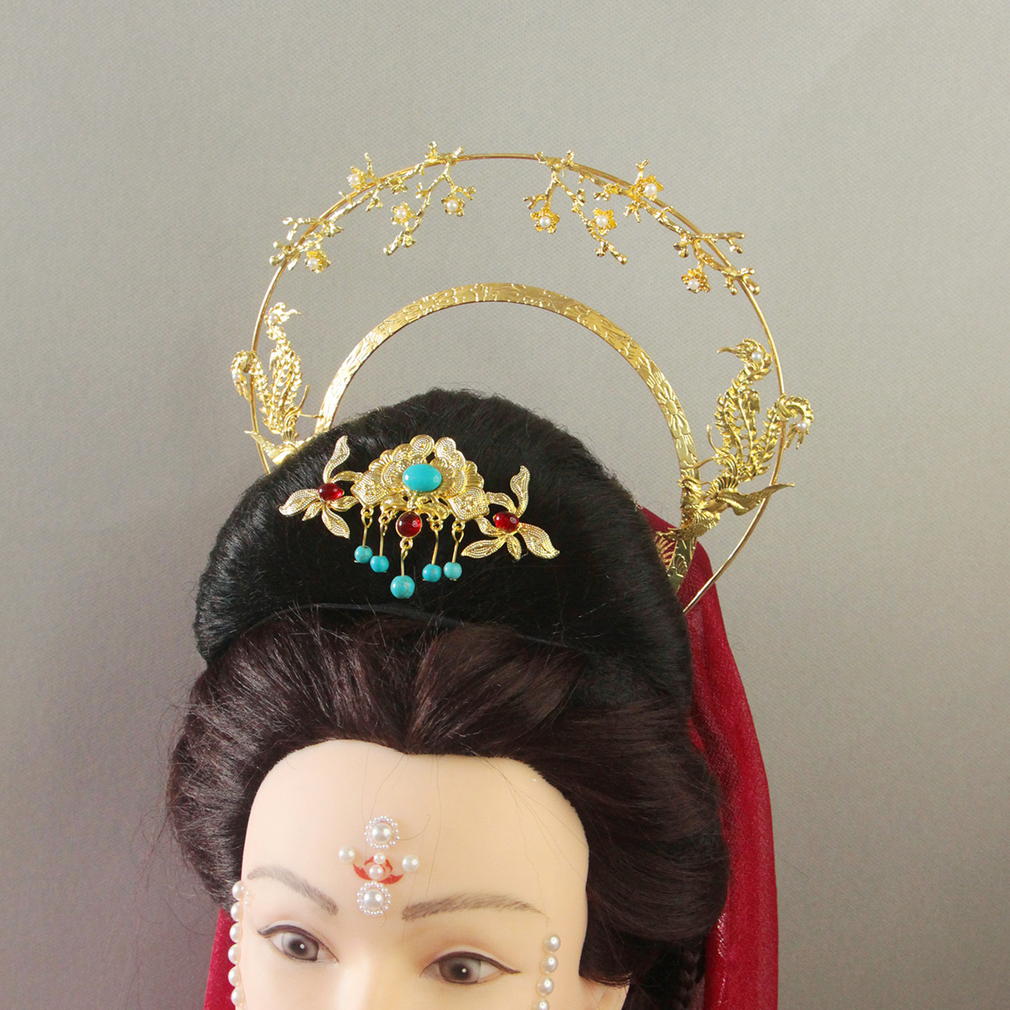 古风汉服花枝凤凰光环头饰敦煌神女仙女仙姑飞天光圈汉服发冠金环