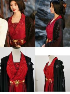 鞠婧祎花间令上官芷同款黑红 汉服影视女装古装