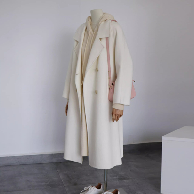 白色魔鬼大衣女双面羊毛宽松慵懒