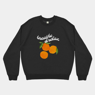 BreatheRelax呼吸放松 磨毛毛圈秋冬圆领卫衣465G面料 橙子图案