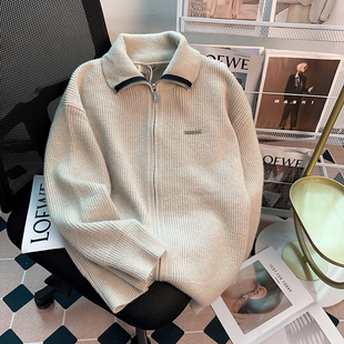 高级感针织开衫 奶系穿搭早秋季 外套 2025新款 灰色拉链毛衣女秋冬装