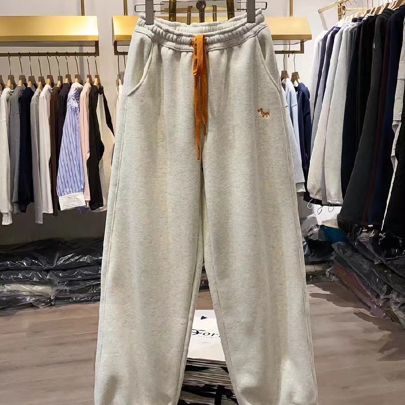 胖妹妹200斤大码韩版高级感刺绣加绒加厚卫裤女秋冬保暖阔腿裤子,女装/女士精品,卫裤,淘宝优惠券,粉丝福利购,淘宝优惠卷