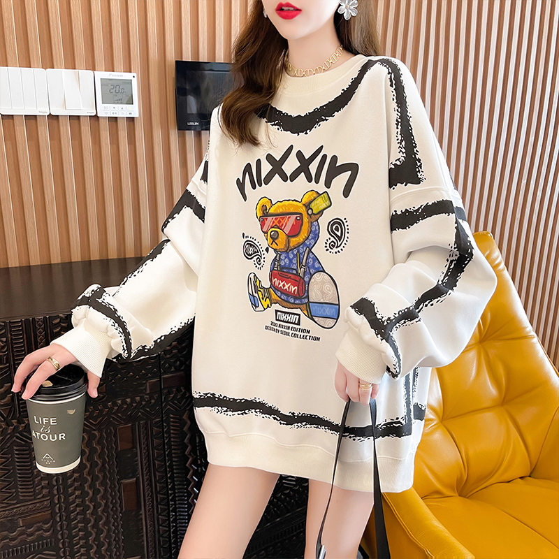 胖mm中长款大码女装宽松长袖卫衣女2025春秋季新款薄款上衣外套潮