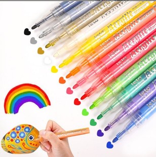 丙烯笔马克笔marker DIY儿童水性彩色丙烯笔 pen记号笔12套装