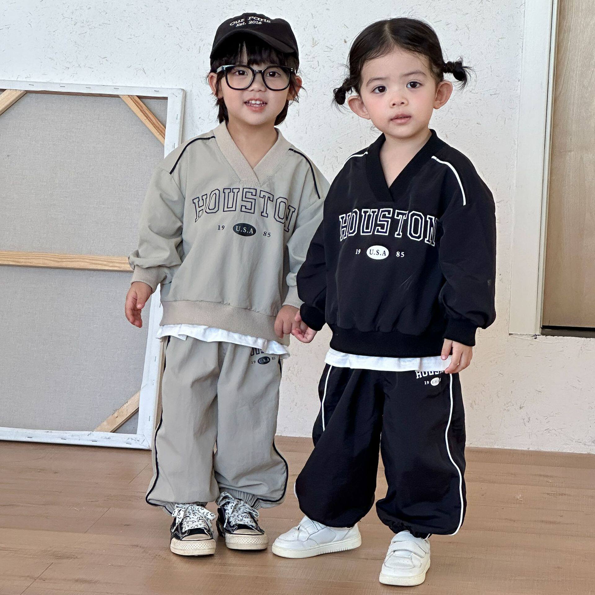 儿童春装套装假两件女童运动2026新款春秋季宝宝男童休闲卫衣卫裤