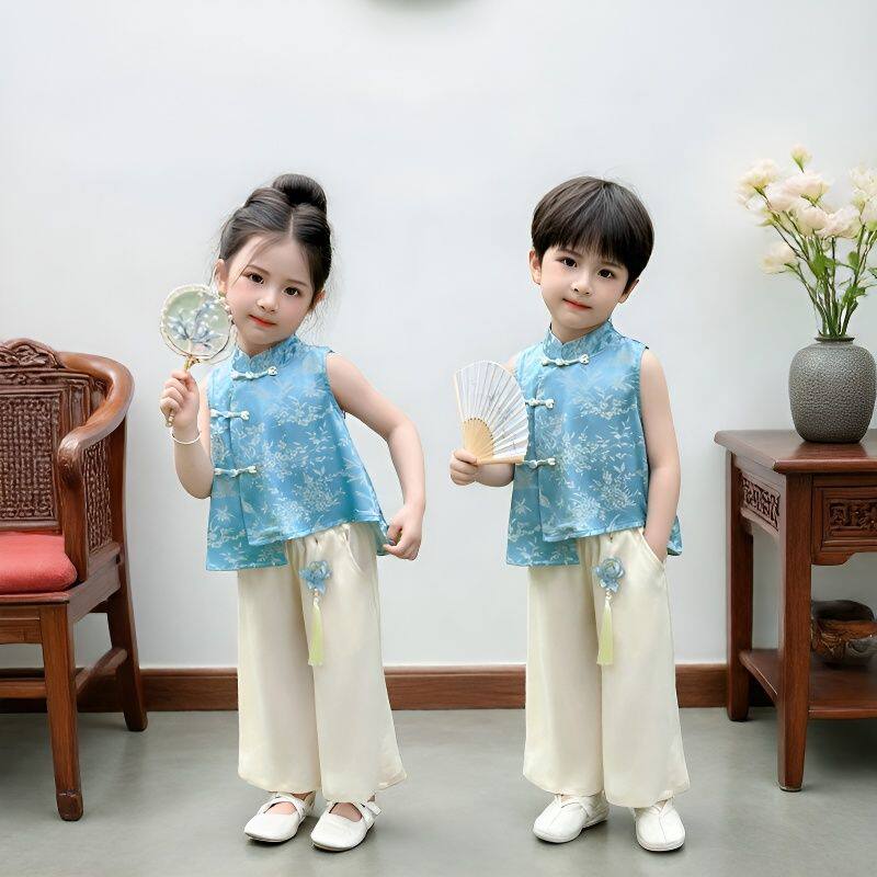 儿童新中式服装夏马斯克儿子同款