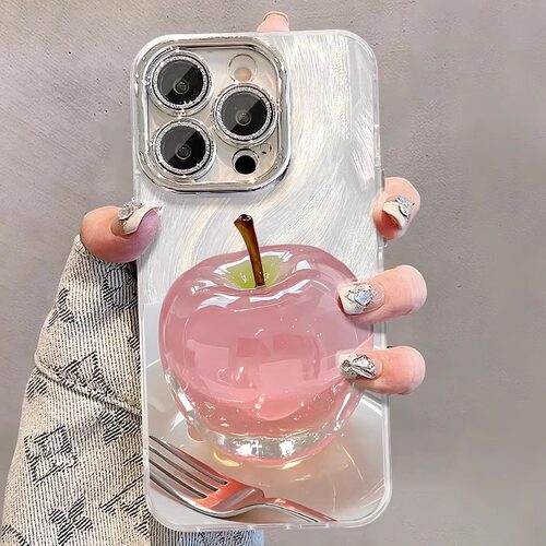 水晶苹果精孔全包手机壳适用苹果17Air16promax小米15情侣iphone14华为mate80pura70荣耀vivo红米k90oppo一加