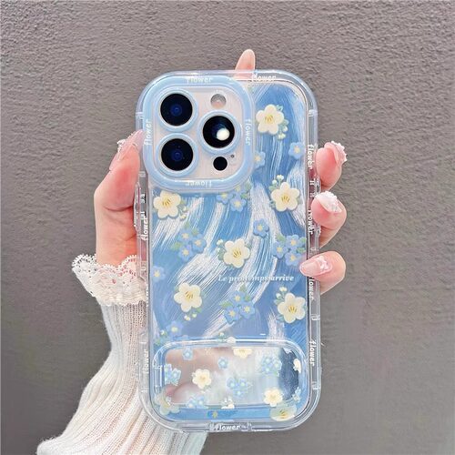 晕染渐变蓝色花朵手机壳适用苹果17Air16promax小米15情侣iphone14华为mate80propura90荣耀vivo红米k90oppo