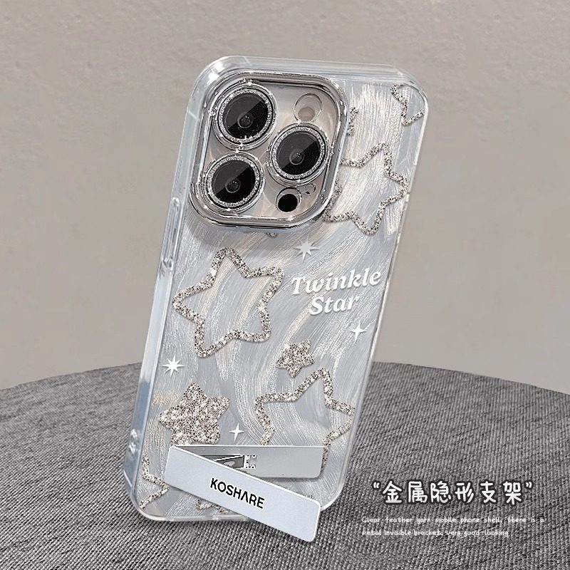 羽纱闪粉星星全包手机壳适用苹果手机保护套/壳