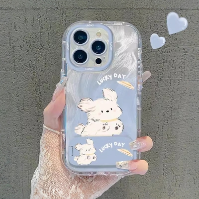 渐变蓝飞盘小狗手机壳适用苹果17Air16promax小米15情侣iphone14华为mate80propura90荣耀vivo红米k90oppo13