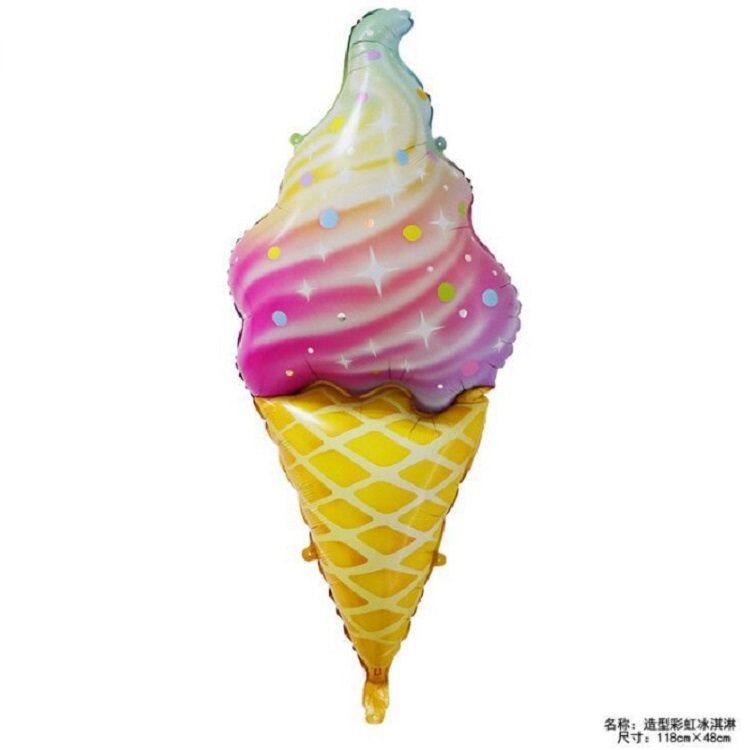 访美彩虹冰淇淋造型铝箔气球大号冰激凌甜筒儿童生日派对装饰布置