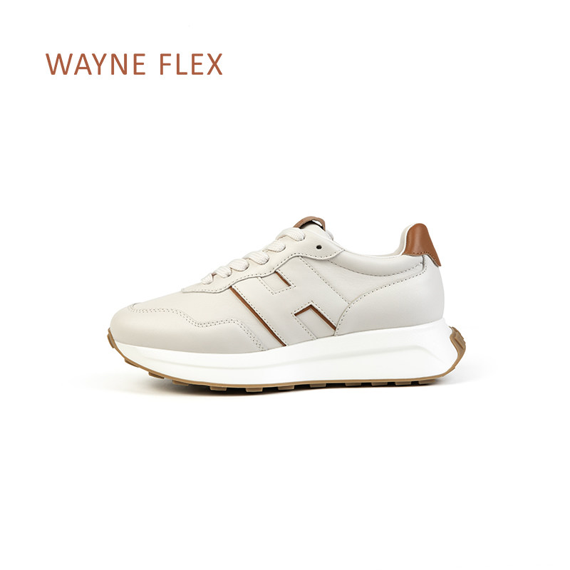美国Wayne Flex韦恩圆头增高轻量防滑底拼色老爹运动百搭小白鞋女