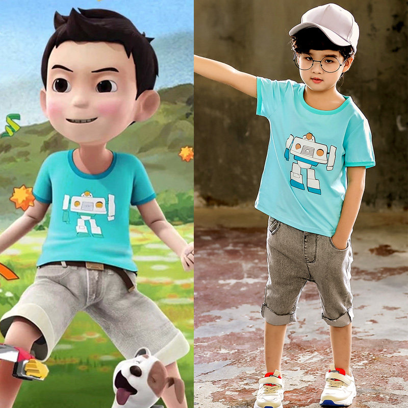 咖宝蛋神短袖儿童T恤车神阿宝纯棉半袖卡宝小童夏季男孩动漫衣服,童装/婴儿装/亲子装,T恤,淘宝优惠券,粉丝福利购,淘宝优惠卷
