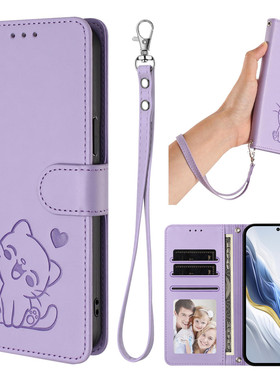 适用于摩托罗拉edge40手机壳edge60pro新款50ultra保护套MOTOG系列超薄皮套5MOTO G Power翻盖肤感爱心猫咪