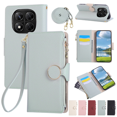 适用小米pocoF7手机壳拉链钱包