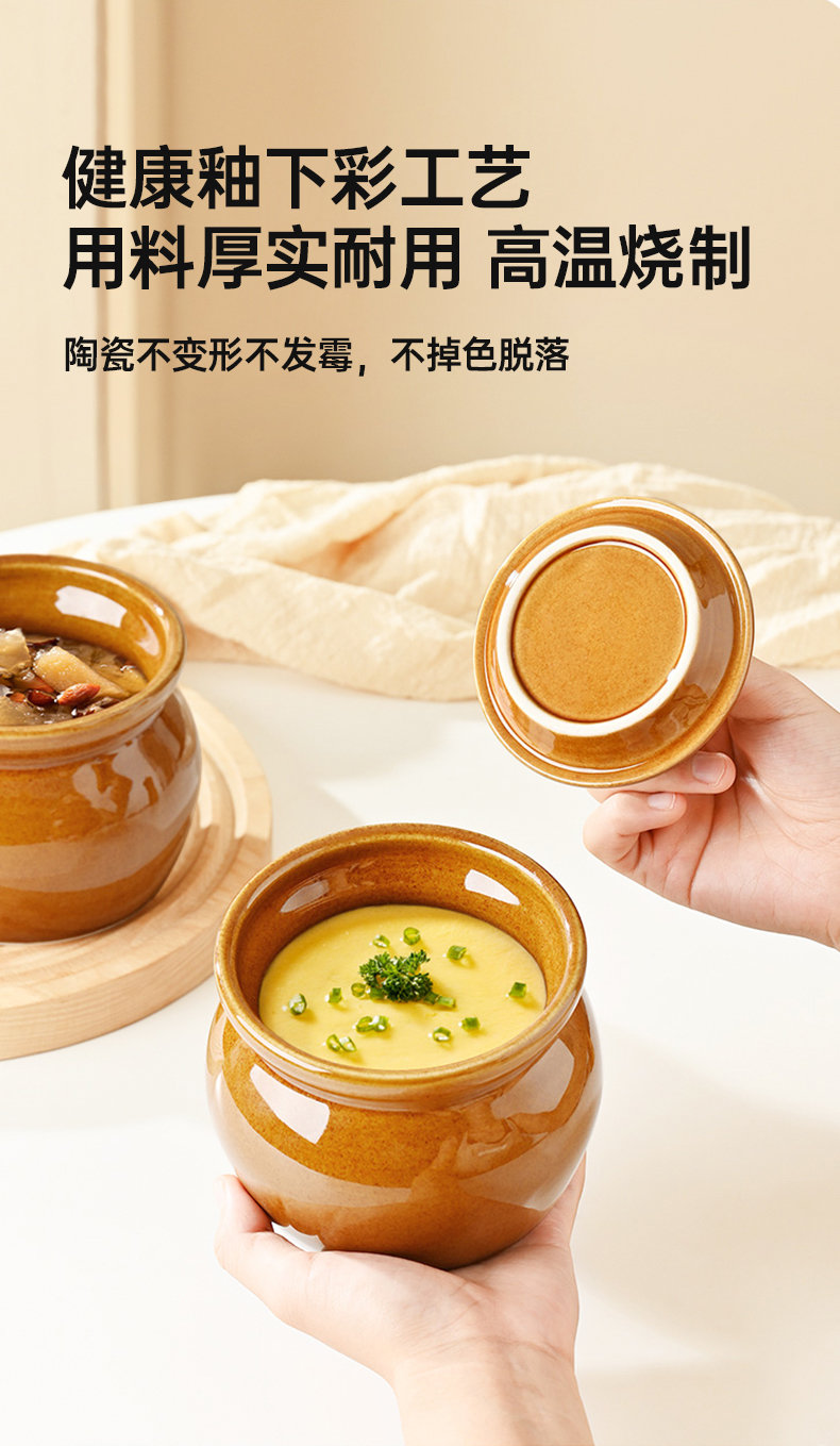 多功能瓦罐煨汤炖盅优质陶土家用商用隔水炖一人蒸蛋带盖炖罐