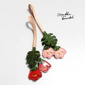 mankkio满朵间 小众设计纯手工济州岛山茶花朵真皮箱包挂件挂饰